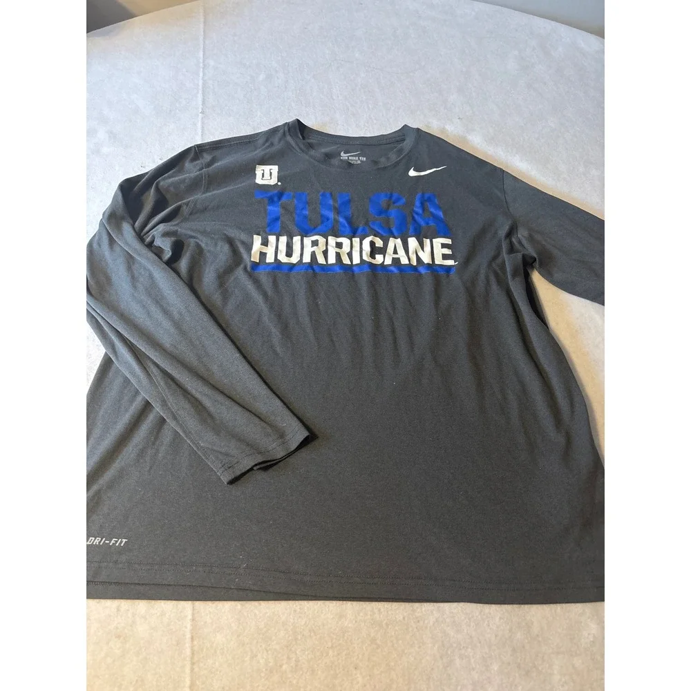 Nike Tulsa Hurricane Shirt Kids‎ XL Grey Excellent Dri-FIT Long Sleeve Athletic